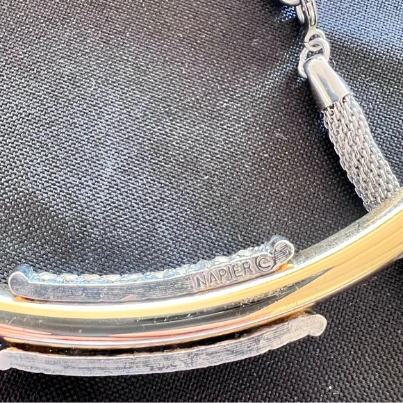 Vintage Napier Slide Bling Pendant Signed On Mesh Chain choker - Picture 3 of 7